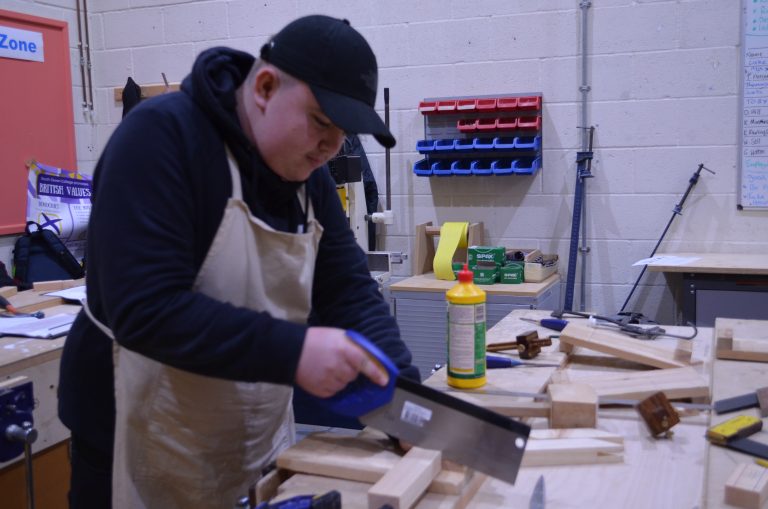 Carpentry student at Newton Abbot Campus.