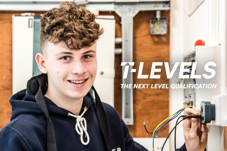 Electrical T Level graphic with electrical student