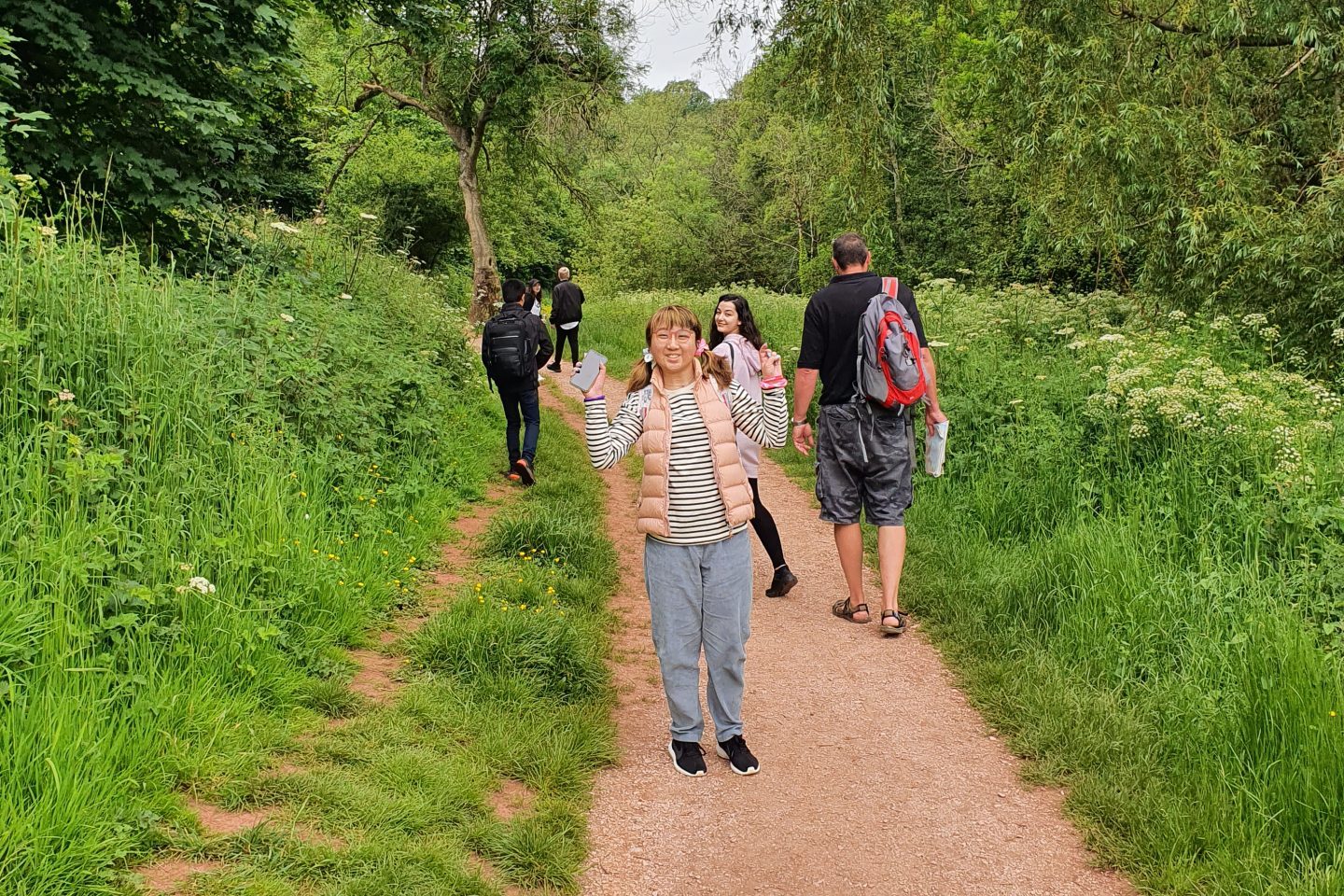 Students walking on a path on DofE trip