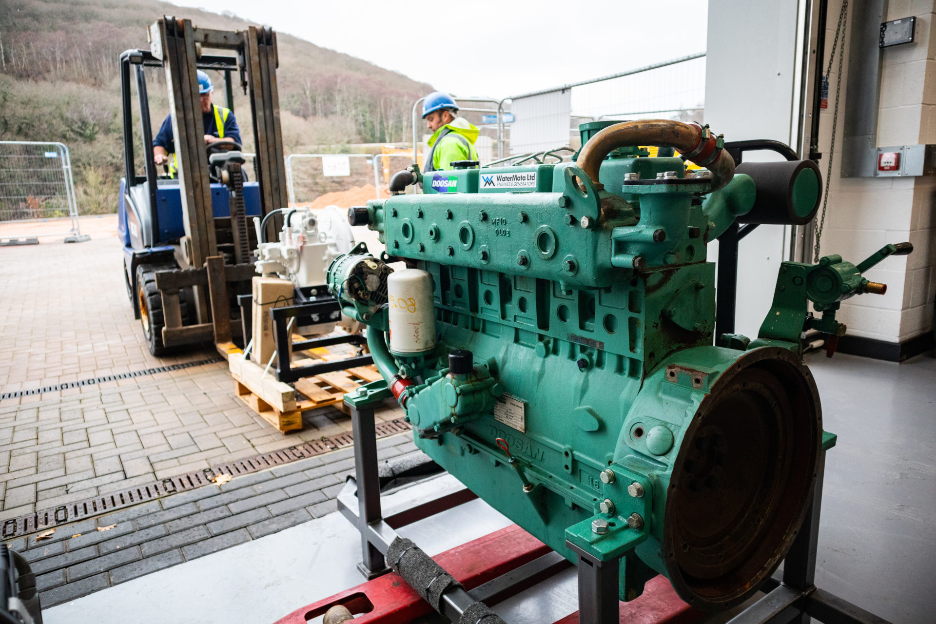 WaterMota engine and gearbox on Marine Academy grounds